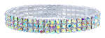 #11949ABS - 3 Row Stretch Rhinestone Bracelet - AB Silver Bracelets Rhinestone Jewelry Corporation