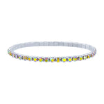 #11950ABS Single Row Stretch Rhinestone Bracelet -  (Iridescent Stones) AB  Silver Bracelets Rhinestone Jewelry Corporation