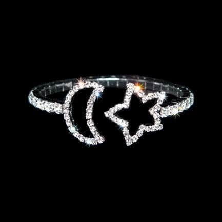 #15639 - Star and Moon Coil Bracelet Bracelets Rhinestone Jewelry Corporation