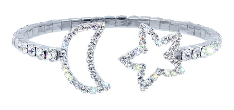 #15639 - Star and Moon Coil Bracelet Bracelets Rhinestone Jewelry Corporation