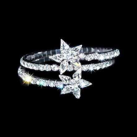 #15640 - Solid Star Double Coil Bracelet Bracelets Rhinestone Jewelry Corporation