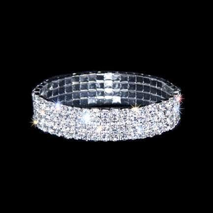 15953XS Four Row Stretch Rhinestone Bracelet -  Crystal  Silver Bracelets Rhinestone Jewelry Corporation