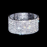 #16021XS - 8 Row Stretch Rhinestone Bracelet - Crystal Silver Bracelets Rhinestone Jewelry Corporation