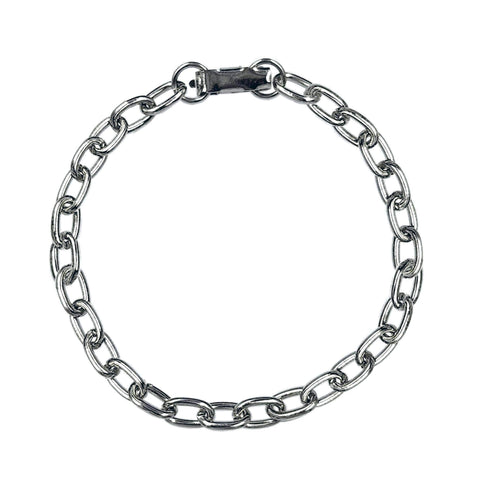 Bracelets #17427 - Metal Link Bracelet - Silver 7.25" Foldover Clasp