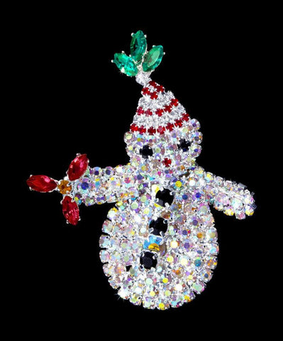 #14342 - Snowman Pin Christmas Jewelry Rhinestone Jewelry Corporation