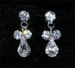 Earrings - Dangle #14739 - Rhinestone Double Dot Dangle Drop Earrings