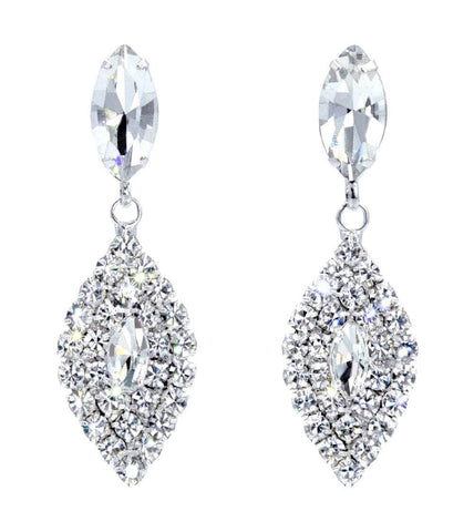 #16903 - Navette Leaf Dangle Earrings Earrings - Dangle Rhinestone Jewelry Corporation