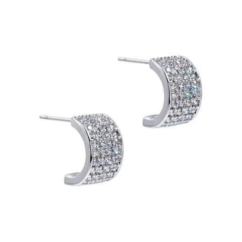 #17446 - Crescent Pavé Cubic Zirconia Earrings Earrings - Button Rhinestone Jewelry Corporation