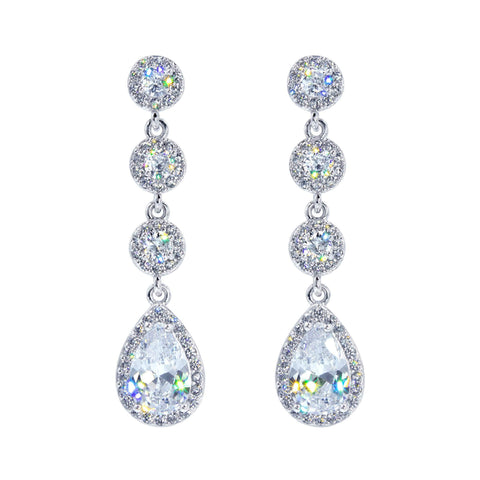 Earrings - Dangle #17470 - Dazzling Marquis Elegance CZ Dangle Earrings - 2"