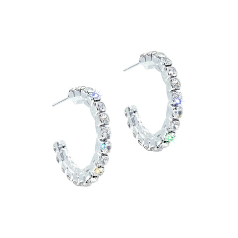 #12155 1" Rhinestone Hoop Earrings Earrings - Hoop Rhinestone Jewelry Corporation