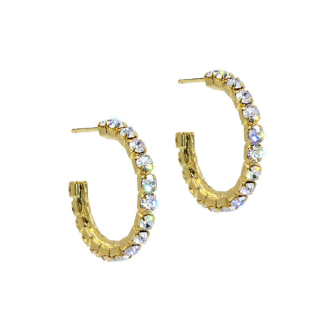 #12155G 1" Rhinestone Hoop Earrings - Gold Earrings - Hoop Rhinestone Jewelry Corporation