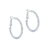 #14982 - 1 3/8" Rhinestone Hoop Earrings Earrings - Hoop Rhinestone Jewelry Corporation