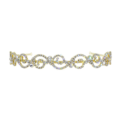 #16843G - Romance in the Hair Headband - Gold Plated Headbands Rhinestone Jewelry Corporation