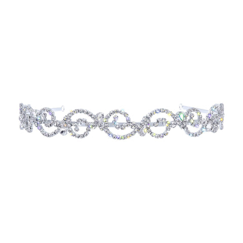 #16843S - Romance in the Hair Headband - Silver Plated Headbands Rhinestone Jewelry Corporation