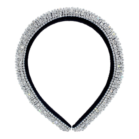 #17395 - Rhinestone Velour Headband - 1.25" Wide Headbands Rhinestone Jewelry Corporation