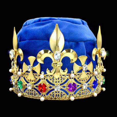 King's Crown #17404MG-BLUE Multi Gold Men's Crowns and Scepters Rhinestone Jewelry Corporation