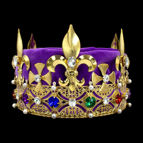 King's Crown #17404MG-PURP Multi Gold Men's Crowns and Scepters Rhinestone Jewelry Corporation