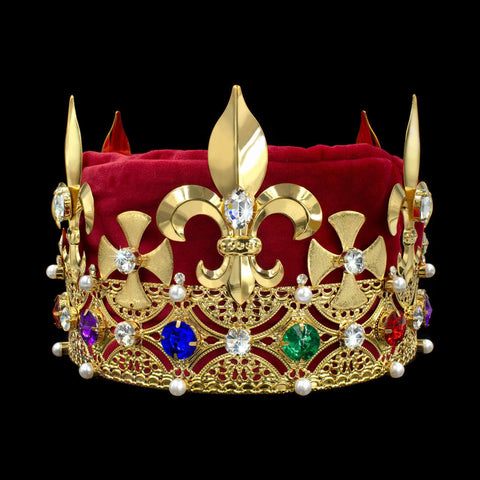 King's Crown #17404MG-RED Multi Gold Men's Crowns and Scepters Rhinestone Jewelry Corporation