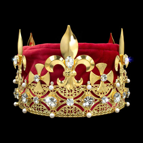 King's Crown #17404XG-RED Crystal Gold Men's Crowns and Scepters Rhinestone Jewelry Corporation