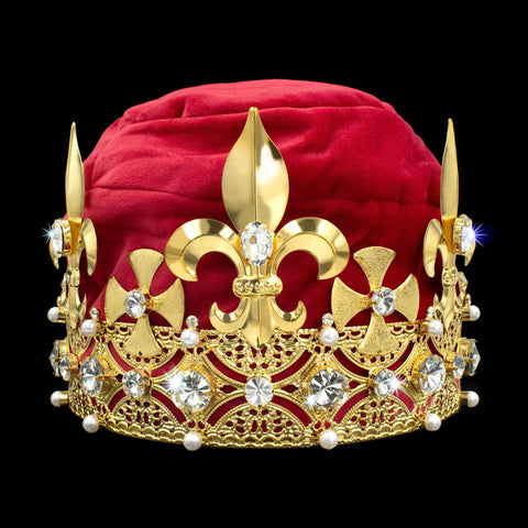 King's Crown #17404XG-RED Crystal Gold Men's Crowns and Scepters Rhinestone Jewelry Corporation