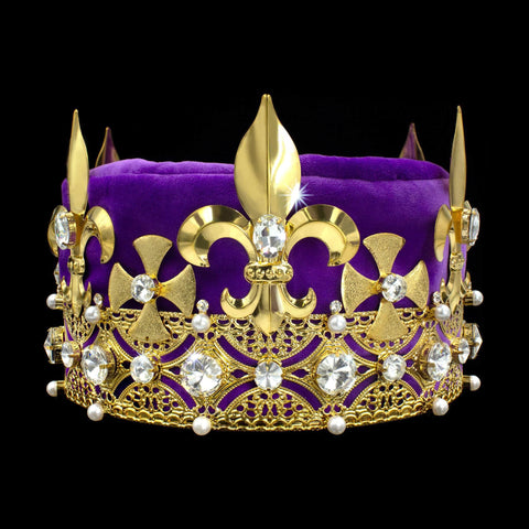 King's Crown #17404XG-PURP Crystal Gold Men's Crowns and Scepters Rhinestone Jewelry Corporation