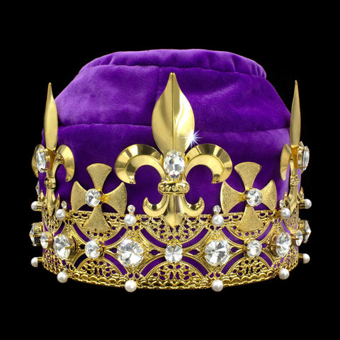 King's Crown #17404XG-PURP Crystal Gold Men's Crowns and Scepters Rhinestone Jewelry Corporation