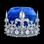 King's Crown #17404XS-BLUE Crystal Silver Men's Crowns and Scepters Rhinestone Jewelry Corporation
