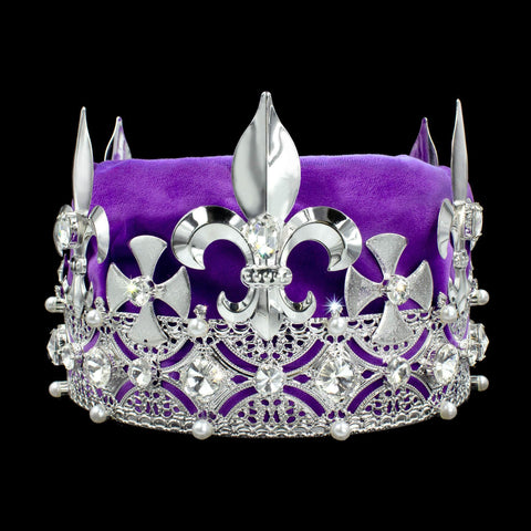 King's Crown #17404XS-PURP Crystal Silver Men's Crowns and Scepters Rhinestone Jewelry Corporation