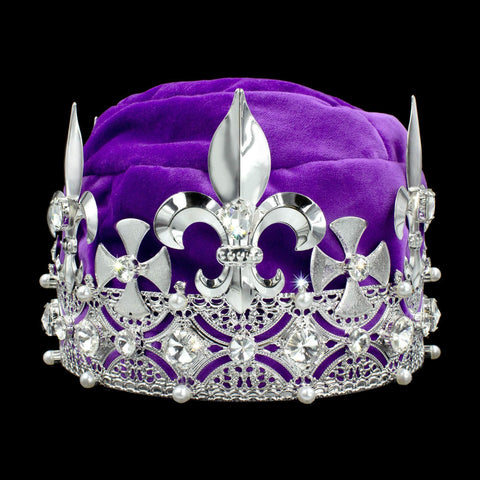 King's Crown #17404XS-PURP Crystal Silver Men's Crowns and Scepters Rhinestone Jewelry Corporation