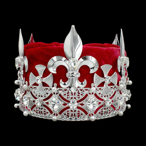 King's Crown #17404XS-RED Crystal Silver Men's Crowns and Scepters Rhinestone Jewelry Corporation