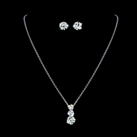 #15015 - Past, Present, Future Necklace and Earring Set Necklace Sets - Low price Rhinestone Jewelry Corporation