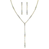 #17514G - Graduated Rhinestone Drop Necklace and Earring Set - Gold Necklace Sets - Low price Rhinestone Jewelry Corporation