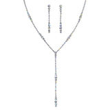 #17514S - Graduated Rhinestone Drop Necklace and Earring Set - Silver Necklace Sets - Low price Rhinestone Jewelry Corporation