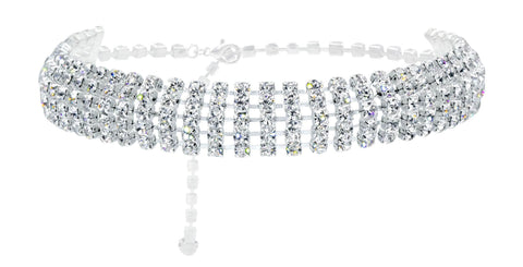 5 Row Domed Choker #11485 Necklaces - Collars Rhinestone Jewelry Corporation