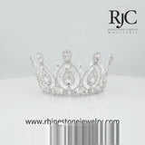 #17362 - Royal Statement Full Pageant Crown with Rings - 3" Tiaras up to 4" Rhinestone Jewelry Corporation