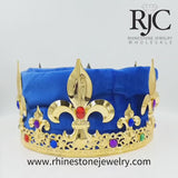 King's Crown #17360-Blue Men's Crowns and Scepters Rhinestone Jewelry Corporation