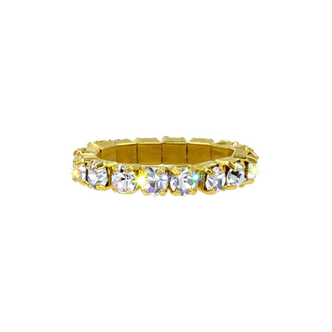 #15398G Single Row Stretch Rhinestone Ring - Gold Rings Rhinestone Jewelry Corporation