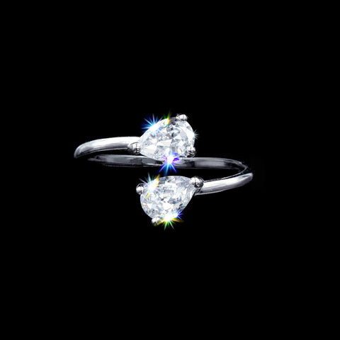 #17411 - Pear Adjustable CZ Ring Rings Rhinestone Jewelry Corporation