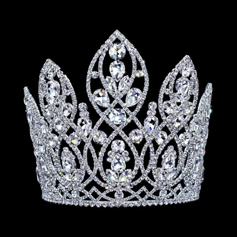 #17379 - The Queen of Spades Tiara with Combs - 6" Tiaras & Crowns over 6" Rhinestone Jewelry Corporation