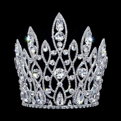 #17376 Brilliant Peaks Tiara with Combs - 6" Tiaras & Crowns up to 6" Rhinestone Jewelry Corporation