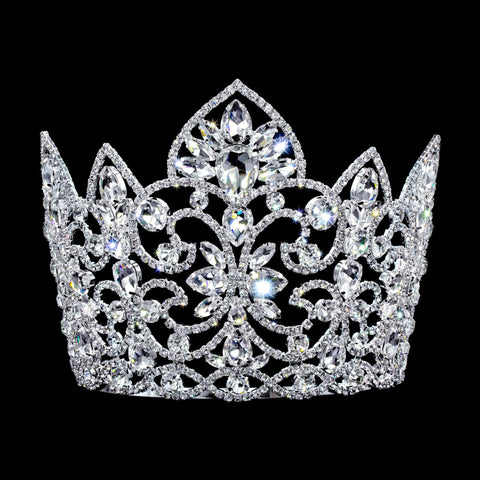 #17382 - Swirl Point Tiara with Combs - 5.5" Tiaras & Crowns up to 6" Rhinestone Jewelry Corporation