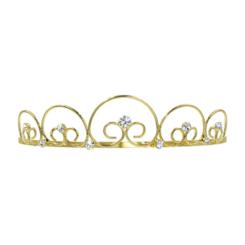 #15263G - Wire Snail Tiara - Gold Tiaras up to 1" Rhinestone Jewelry Corporation