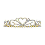 #16235G - Sweetheart Tiara with Combs - Gold Plated Tiaras up to 1.25 " Rhinestone Jewelry Corporation