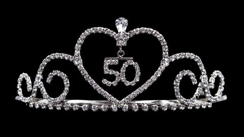 #13349-50S - Sweetheart - #50 - Silver (Limited Supply) Tiaras up to 2" Rhinestone Jewelry Corporation