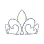 #16580 - Regal Fleur Tiara with Combs - 4" Tall Tiaras up to 4" Rhinestone Jewelry Corporation