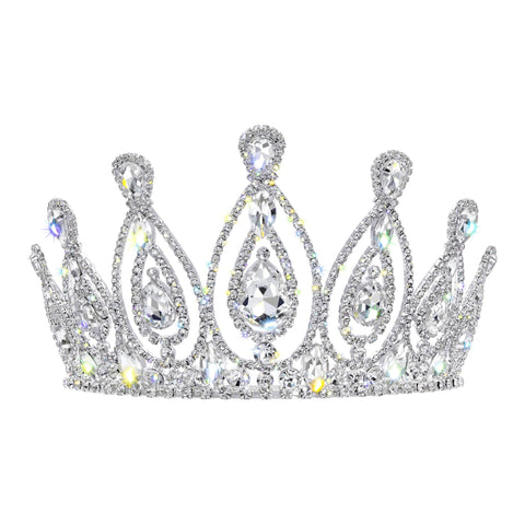 #17168 - Royal Statement Tiara with Combs - 4" Tiaras up to 4" Rhinestone Jewelry Corporation