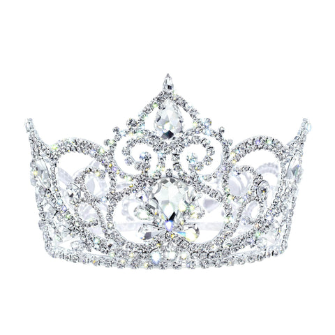 #17437 - Fairy Tale Princess Tiara Bucket Crown - 3.5" Tall x 4.75" Diameter Tiaras up to 4 Rhinestone Jewelry Corporation