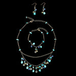 #17399- Turquoise Bracelet, Earring, and Necklace Set (Limited Supply) Trendy Jewelry Rhinestone Jewelry Corporation