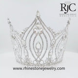 #17356 – The Alexandra Adjustable Pageant Crown - 6.75” Tiaras & Crowns over 6" Rhinestone Jewelry Corporation