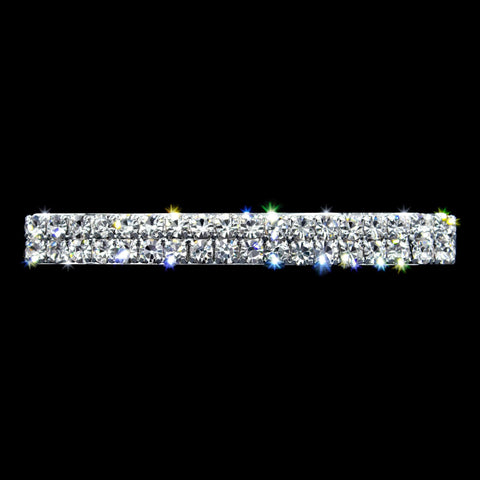 #11076S - 2 Row Rhinestone Barrette - Silver Plated Barrettes Rhinestone Jewelry Corporation